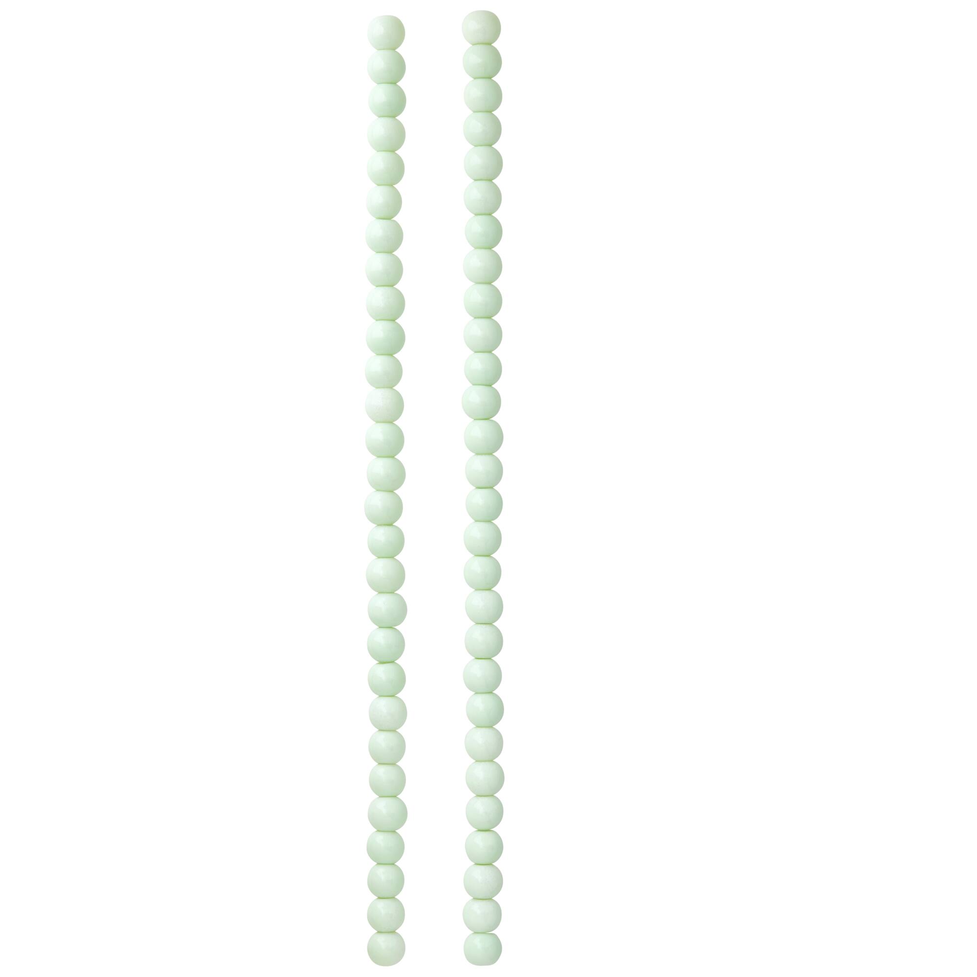 Mint Glass Round Beads, 6mm by Bead Landing™